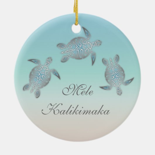 Mele Kalikimaka | Sea Turtle Hawaii Weihnachten Keramik Ornament (Hinten)