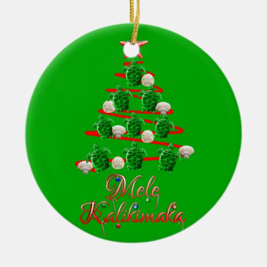 Mele Kalikimaka Sea Turtles Keramik Ornament (Vorne)