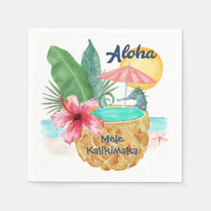 Mele Kalikimaka Seepferd Ananas Tropical Serviette