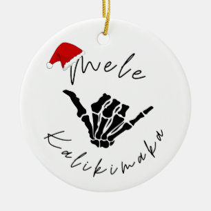 Mele Kalikimaka Skull Keramik Ornament