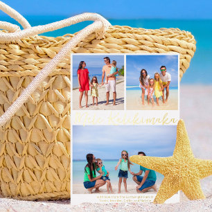 Mele Kalikimaka Strand Familienfoto-Kollage Gold Folien Feiertagskarte