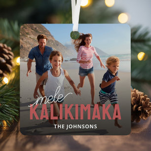 Mele Kalikimaka Strand Familienfoto-Ornament Ornament Aus Metall