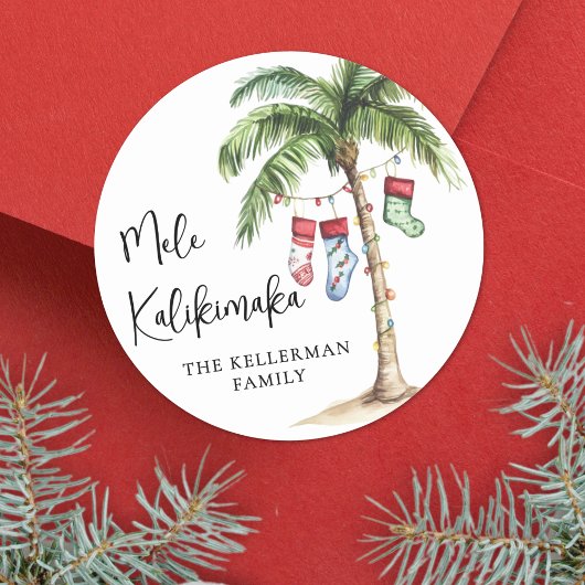 Mele Kalikimaka Strand Weihnachten Runder Aufkleber