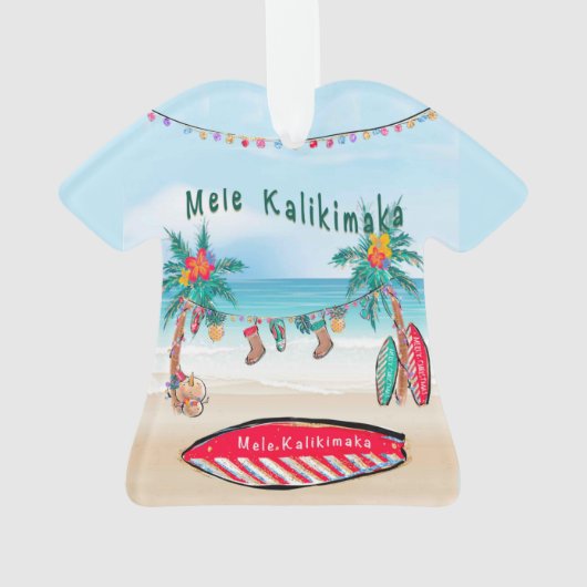 Mele Kalikimaka Surf Board Ornament (Rückseite)
