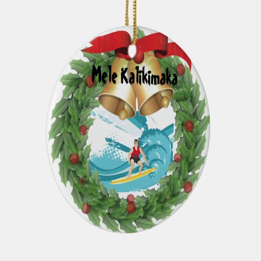 Mele Kalikimaka Surfer Keramik Ornament (Rechts)