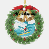 Mele Kalikimaka Surfer Keramik Ornament (Vorne)