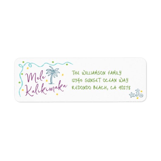 Mele Kalikimaka Teal Purple Green Doodles Address (Vorne)