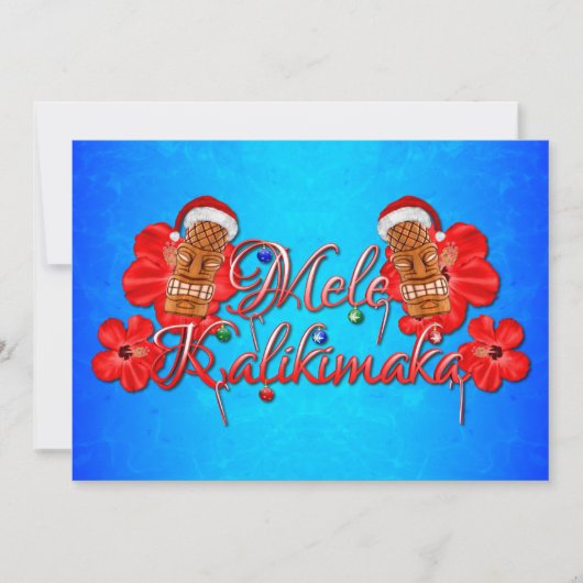 Mele Kalikimaka Tiki Hawaiian Christmas Feiertagskarte (Vorderseite)