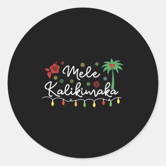 Mele Kalikimaka Trocal Holiday Palm Tree Xmas Hawa Runder Aufkleber (Vorderseite)