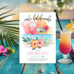 Mele Kalikimaka Tropical Beach Cocktails Weihnacht Feiertagskarte<br><div class="desc">Die Tropische Weihnachtskarte bietet einen Sonnenuntergang in Aquarellen,  Cocktails,  Hibiskus-Blume und Palmen-Blätter mit der Beschriftung "Mele Kalikimaka" in handgeschriebenem Stil.</div>