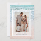 Mele Kalikimaka Tropical Beach Holiday Foto Card Einladung (Vorderseite)