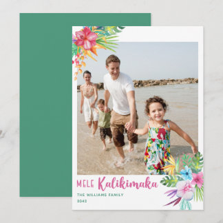 Mele Kalikimaka Tropical Blume Foto Holiday Card Feiertagskarte