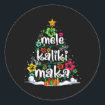 Mele Kalikimaka Tropical Christmas Hawaiian Santa Runder Aufkleber<br><div class="desc">Mele Kalikimaka Tropical Christmas Hawaiian Weihnachtsbaum</div>