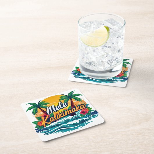 Mele Kalikimaka Tropical Christmas Rechteckiger Pappuntersetzer (Vor Ort)