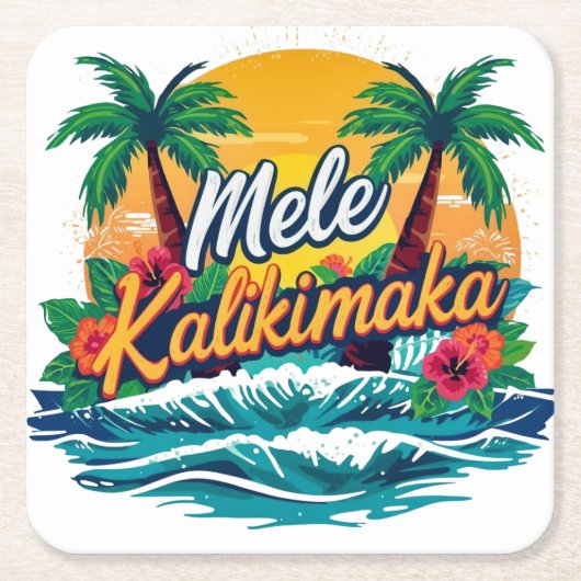 Mele Kalikimaka Tropical Christmas Rechteckiger Pappuntersetzer (Vorderseite)
