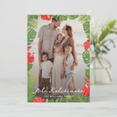 Mele Kalikimaka Tropical Floral Foto Weihnachten (Stehend Vorderseite)
