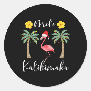 Mele Kalikimaka Tropical Hawaiian Christmas Flamin Runder Aufkleber