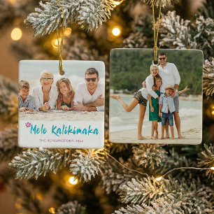 Mele Kalikimaka Tropical Hawaiian Weihnachts-Foto Keramikornament