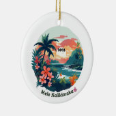 Mele Kalikimaka Tropical Island 2023 Label Keramik Ornament (Rechts)
