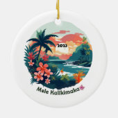 Mele Kalikimaka Tropical Island 2023 Label Keramik Ornament (Hinten)