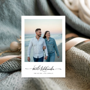 Mele Kalikimaka Tropical Newlywed Beach Foto Feiertagskarte