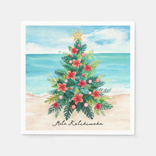 Mele Kalikimaka Tropical Palm Tree Christmas Serviette (Vorderseite)