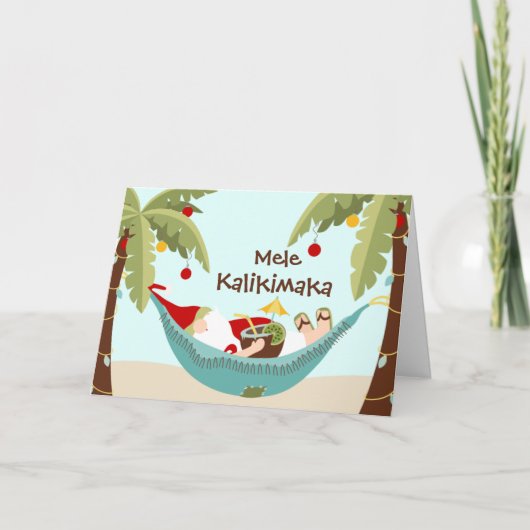 Mele Kalikimaka Tropical Santa Feiertagskarte (Vorderseite)