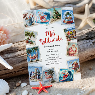 Mele Kalikimaka Tropical Stamps Weihnachtsfeier Einladung