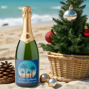 Mele Kalikimaka Tropical Sunset Christmas Party Schaumweinetikett