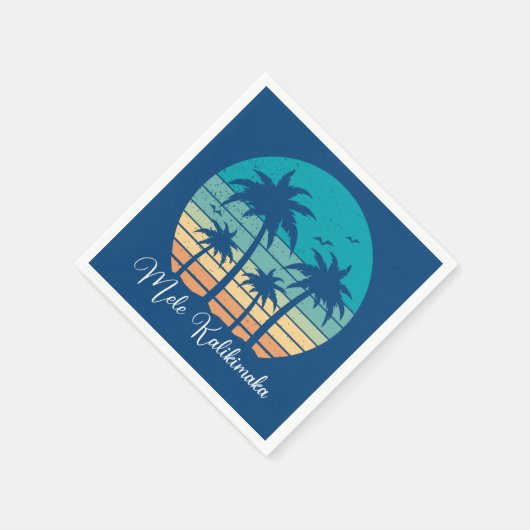 Mele Kalikimaka Tropical Sunset Christmas Party Serviette (Ecke)