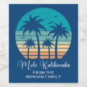 Mele Kalikimaka Tropical Sunset Christmas Party Weinetikett (Einzelnes Label)