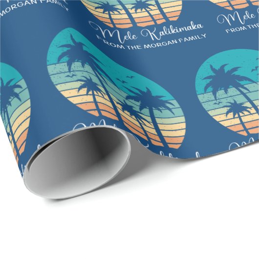 Mele Kalikimaka Tropical Sunset Custom Christmas Geschenkpapier (Rolleneckpunkt)