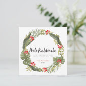 Mele Kalikimaka Tropical Wreath Feiertagskarte (Stehend Vorderseite)