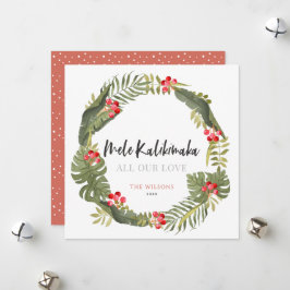 Mele Kalikimaka Tropical Wreath Feiertagskarte