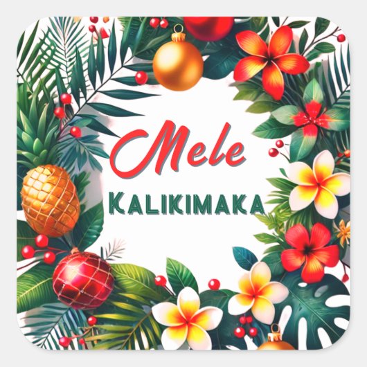 Mele Kalikimaka -Tropical Xmas Quadratischer Aufkleber (Vorderseite)
