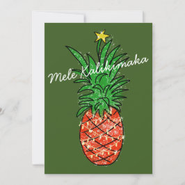 Mele Kalikimaka Tropische Ananas mit Lichtern Feiertagskarte