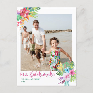 Mele Kalikimaka Tropische Blume Foto Postkarte