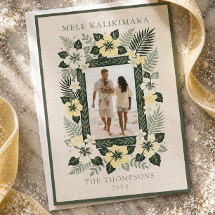 Mele Kalikimaka Tropische Blumen-Foto Feiertagskarte