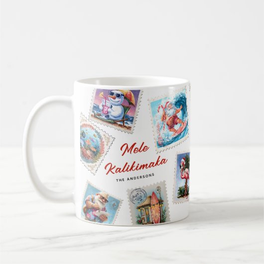 Mele Kalikimaka Tropische Briefmarke Kaffeetasse (Links)