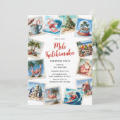 Mele Kalikimaka Tropische Briefmarke Weihnachts-Pa Einladung (Stehend Vorderseite)
