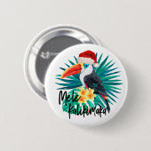 Mele Kalikimaka Tropische Jungle-Vögel Button (Vorne & Hinten)