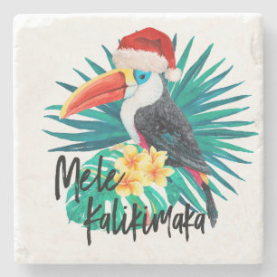 Mele Kalikimaka Tropische Jungle-Vögel Steinuntersetzer