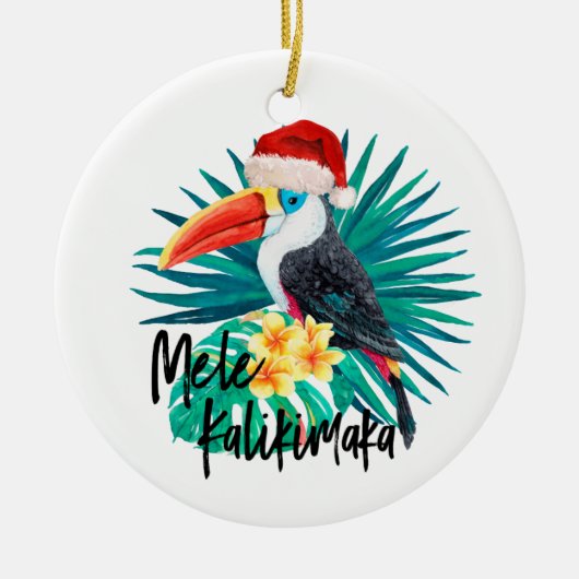 Mele Kalikimaka Tropische Jungvögel Keramik Ornament (Vorne)