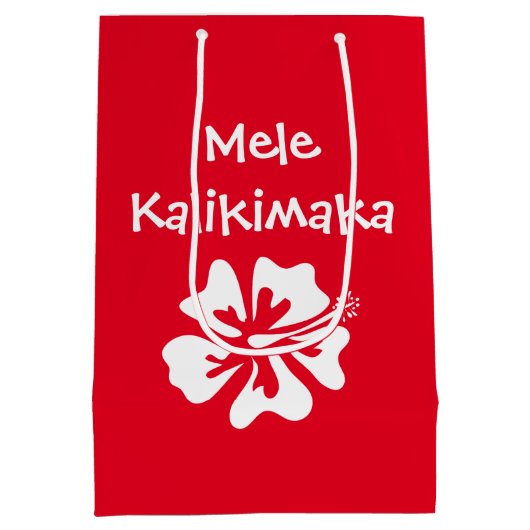 Mele kalikimaka tropische Weihnachtsgeburten Blume Mittlere Geschenktüte (Rückseite)