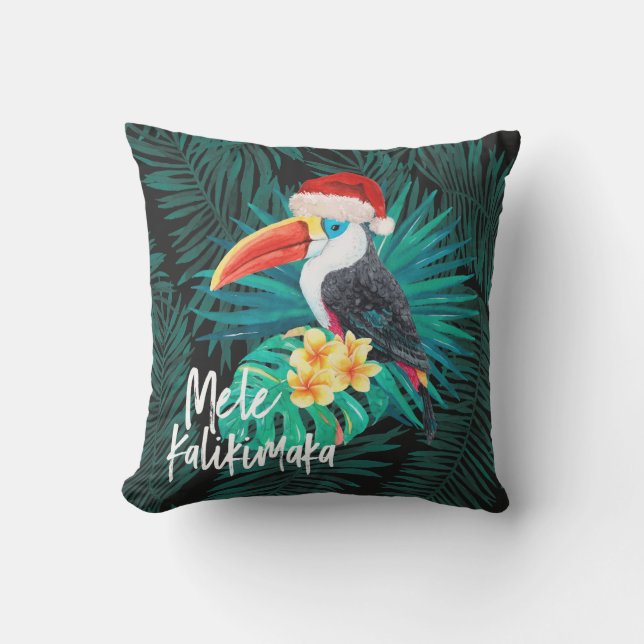 Mele Kalikimaka Tropischer Jungle Birds Palms Kissen (Vorderseite)