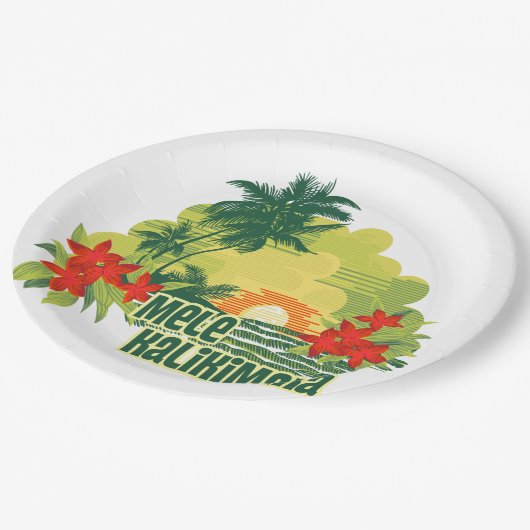 Mele Kalikimaka tropisches Pappteller (Schrägansicht)