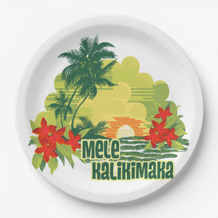 Mele Kalikimaka tropisches Pappteller
