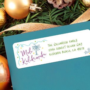 Mele Kalikimaka Türkis Lila Grün Doodles Adresse