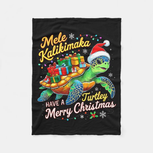 Mele Kalikimaka Turtley Have A Merry Christmas Fleecedecke (Vorderseite)