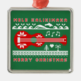 Mele Kalikimaka Ugly Sweater (rot auf Grün) Ornament Aus Metall